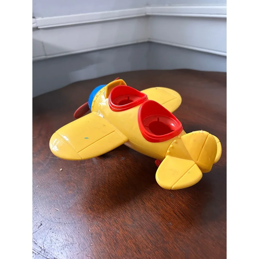 Fisher Price Little People Yellow Biplane Airplane Toy 2005 Mattel J0132